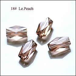 Imitazione branelli di cristallo austriaco, grado aaa, sfaccettato, colonna, peachpuff, 8x5.5mm, Foro: 0.7~0.9 mm