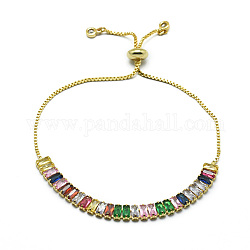 Bracelets de tennis bolo en laiton avec oxyde de zirconium, bracelets à chaînes coulissantes, or, colorées, 10-1/4 pouce (26 cm)