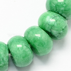 Malaisie naturelle perles de jade de pierre brins, teinte, rondelle, vert de mer moyen, 8x5mm, Trou: 1mm, Environ 60~65 pcs/chapelet, 15.7 pouce