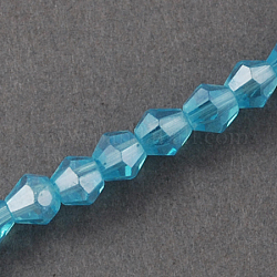 Filo di perline in vetro, ab colore placcato, sfaccettato, bicono, cielo blu profondo, 2x3mm, Foro: 0.5 mm, circa 200pcs/filo, 16.5 pollice