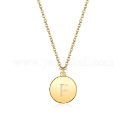 Латунное ожерелье, с кабельными цепями, плоско-круглые, Буква F, золотые, 16.14 дюйм (41 см), 2 мм
