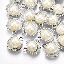 Pendentifs en plastique imitation perle ABS, avec des accessoires acryliques de placage UV, platine, 22x19x13.5mm, Trou: 2.5mm
