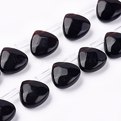 Natürliche schwarze Onyxperlenstränge, oben gebohrte Perlen, facettiert, gefärbt und erhitzt, Träne, 10~10.5x10~10.5x5 mm, Bohrung: 0.6 mm, ca. 39 Stk. / Strang, 15.94 Zoll (40.5 cm)
