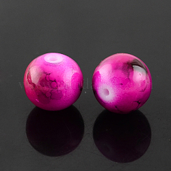 Spray Painted Glass Bead Strands, Round, Deep Pink, 10mm, Hole: 1.3~1.6mm, about 80pcs/strand, 31.4 inch