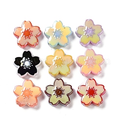 Perles acryliques opaques, avec l'émail, sakura, couleur mixte, 25x26x9mm, Trou: 3mm