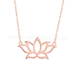 Shegrace 925 collar con colgante de plata esterlina, con colgante de flor de loto (estilo aleatorio de extensores de cadena), oro rosa, 15.74 pulgada (400 mm)