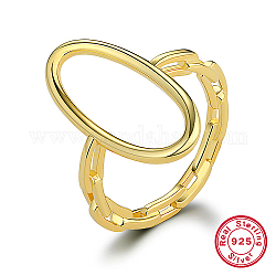 925 anello in argento sterling, ovale vuoto, vero placcato oro 18k, diametro interno: 16mm