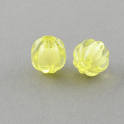 Transparent Acrylic Beads, Bead in Bead, Pumpkin, Champagne Yellow, 14mm, Hole: 4mm, about 390pc/500g