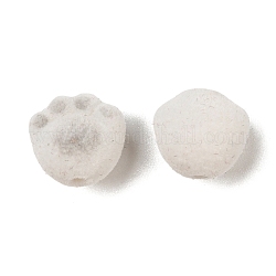Perles de résine floquées, impression de patte de chat, grises , 12x12.5x11mm, Trou: 1.8mm