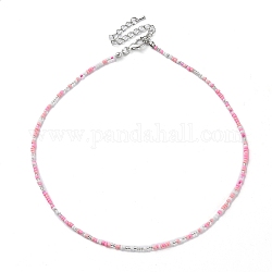 Glasperlenkette, mit Alu-Schnallen, rosa, 16.10 Zoll (40.9 cm)