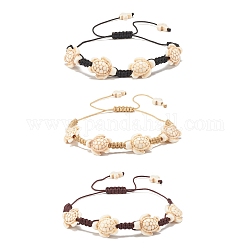 Set di 3 braccialetti con perline intrecciate tartaruga sintetica di 3 colori (turchese tinto)., bracciali regolabili con pietre preziose per le donne, colore misto, diametro interno: 1-5/8~4-1/8 pollice (4~10.4 cm), 1pc / color