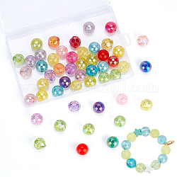 PH PandaHall 50pcs 20mm Acrylic Beads, 5 Style AB Color Loose Beads Lampwork Round Beads Frosted Crackle Beads Bubblegum Beads Faceted Beads for Necklace Earring Bracelet Jewelry Making