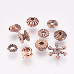 Tibetan Style Alloy Spacer Beads, Mixed Shapes, Red Copper, 5~23x4~12x2~7mm, Hole: 1.5~5.5mm