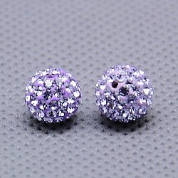Tschechische Glasperlen Strasssteinen, Fimo innen, halbgebohrte runde Perlen, 371 _violet, pp11 (1.7~1.8 mm), 10 mm, Bohrung: 1 mm