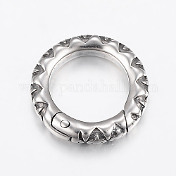 316 chirurgischer Federtorring aus Edelstahl, o Ringe, Ring, Antik Silber Farbe, 18x3.5 mm, Innendurchmesser: 12 mm