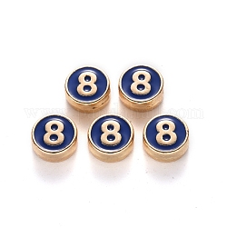 Legierung Emaille-Perlen, Flachrund, Anzahl, cadmiumfrei und bleifrei, Licht Gold, Preußischblau, 8x3.5 mm, Bohrung: 1.5 mm