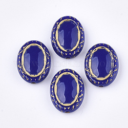 Perline acrilico placcato, metallo allacciati, ovale, blu scuro, 17.5x13.5x6mm, Foro: 1.6 mm