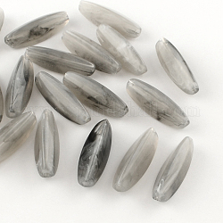 Perles acryliques imitation pierre précieuse de riz, Perles ovales allongées, grises , 28x9x9mm, Trou: 2mm, environ 400 pcs/500 g