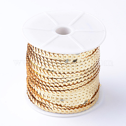 Accesorios del ornamento hebras de perlas paillette plástico, adornos de lentejuelas, oro, 6mm, aproximamente 100 yardas / rodillo