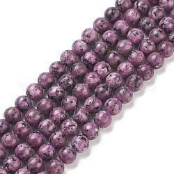 Brins de perles de larvikite naturelles, teinte, ronde, chardon, 8~8.5mm, Trou: 1mm, Environ 47~49 pcs/chapelet, 14.5 pouce ~ 14.9 pouces (37~38 cm)
