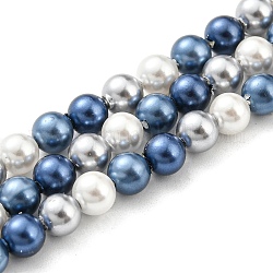 Brins de perles de coquillages naturels galvanisés, perle d'imitation, teinte, ronde, bleu marine, 4~4.5mm, Trou: 0.7mm, Environ 93 pcs/chapelet, 15.75 pouce (40 cm)