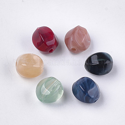 Perles acryliques, style de pierres fines imitation, ovale, couleur mixte, 13x12.5x11mm, Trou: 2mm