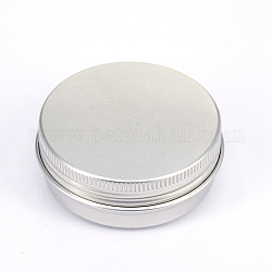 Алюминиевый ящик, с винтовой крышкой, круглые, платина, 5.5x2.1 см, Внутренний диаметр: 4.85 cm