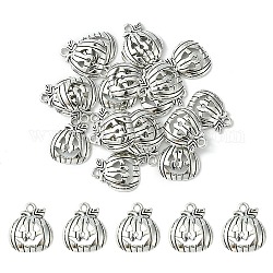 20 Stück Halloween-Kürbis-Jack-o'-Lantern-Legierungsanhänger im tibetischen Stil, Bleifrei und cadmium frei, Antik Silber Farbe, 18x16x3 mm, Bohrung: 1.8 mm