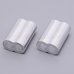 Perline del tubo in lega di alluminio, platino, 26x18.5x11.5mm, Foro: 7 mm