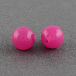 Perles en acrylique de gelée d'imitation, ronde, support violet rouge, 10mm, Trou: 2mm, environ 850 pcs/500 g