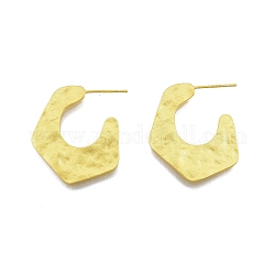 Серьги-гвоздики с пятиугольным покрытием из латуни, серьги-кольца для женщин, без никеля , матовый золотой цвет, 29x27x1.5 мм, штифты : 0.6 мм