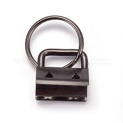 Porte-clés divisés en fer électrolytique, accessoires de fermoir porte-clés, avec les embouts du ruban, gunmetal, Fin: 20~21x20~21x13~14 mm, anneau: 24x2.5 mm
