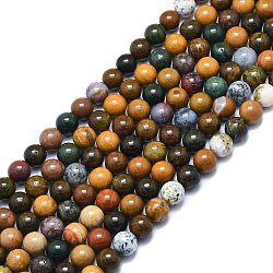 Chapelets de perles en jaspe d'océan naturelle, ronde, 8mm, Trou: 1mm, Environ 48 pcs/chapelet, 15.55 pouce (39.5 cm)