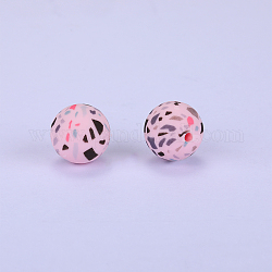 Perles focales rondes en silicone imprimées, violette, 15x15mm, Trou: 2mm