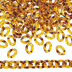 Anneaux de liaison en résine à motif imprimé léopard arricraft, connecteurs à liaison rapide, pour faire des chaînes, ovale torsadée, verge d'or, 23x16x4mm, diamètre intérieur: 17x7 mm, 100 pcs / boîte