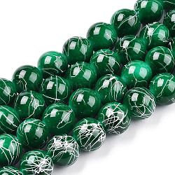 Chapelets de perles en verre d'effilage, cuisson peint, teinte, ronde, verte, 10mm, Trou: 1.5mm, Environ 85 pcs/chapelet, 31.4 pouce
