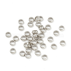Intercalaire perles en 201 acier inoxydable, plat rond, couleur inoxydable, 4.5x1.5mm, Trou: 3mm