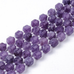 Chapelets de perles en améthyste naturelle, ronde, teinte, facette, violet, 8~9x10mm, Trou: 1.2mm, Environ 33~35 pcs/chapelet, 14.76 pouce (37.5 cm)