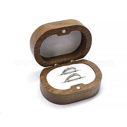 Scatole portafedi ovali in legno con interno in velluto, Custodia regalo per anelli di coppia in legno con chiusure magnetiche, bianco, 7x5x3.4cm