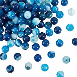OLYCRAFT 129 Pcs/3 Strands 8mm Natural Blue Lace Agate Beads Natural Striped Agate Beads 1mm Hole Dyed Gemstone Round Beads Gemstone Loose Beads Energy Beads for Jewelry Craft Making