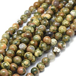 Natur Rhyolith Jaspis Perlen Stränge, Runde, Klasse ab, 8 mm, Bohrung: 0.7 mm, ca. 49 Stk. / Strang, 15.75 Zoll (40 cm)