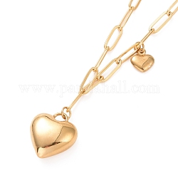 304 collier pendentif coeur en acier inoxydable pour femme, or, 17.72 pouce (45 cm)