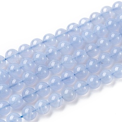Brins de perles d'agate bleue naturelle de grade aa, ronde, bleu clair, 8mm, Trou: 1mm, Environ 49 pcs/chapelet, 15.3 pouce