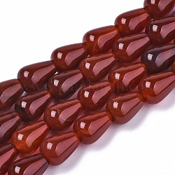 Fili di perle di corniola di agata rossa naturale, lacrima, rosso scuro, 14x10mm, Foro: 1 mm, circa 28pcs/filo, 15.35 pollice (39 cm)