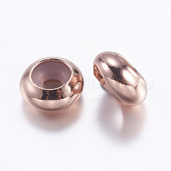 Perline in ottone, con gomma all'interno, perle scorrevoli, branelli del tappo, rondelle, oro roso, 8x4mm, Foro: 2 mm