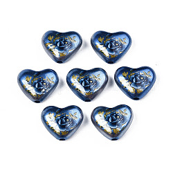 Perline acriliche opache verniciate a spruzzo, cuore, Blue Marine, 16x19x8mm, Foro: 2 mm