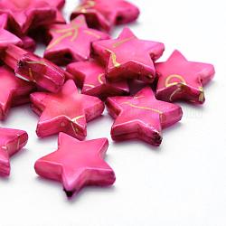 Abalorios de acrílico, aerosol pintado, estrella, color de rosa caliente, 13.5x14.5x4mm, agujero: 1 mm, aproximamente 1200 unidades / 500 g