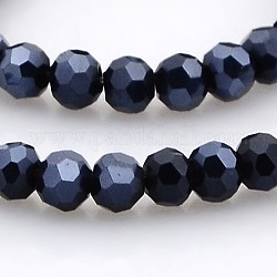 Full Plated Glass Faceted Round Spacer Beads Strands, Hematite Plated, 3mm, Hole: 1mm, about 100pcs/strand, 11.5 inch