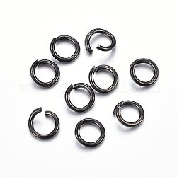 304 Edelstahl offenen Ringe springen, Elektrophorese schwarz, 18 Gauge, 6x1 mm, Innendurchmesser: 4 mm