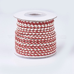 Braided Leather Cords, Round, FireBrick, 3mm, about 10yards/roll